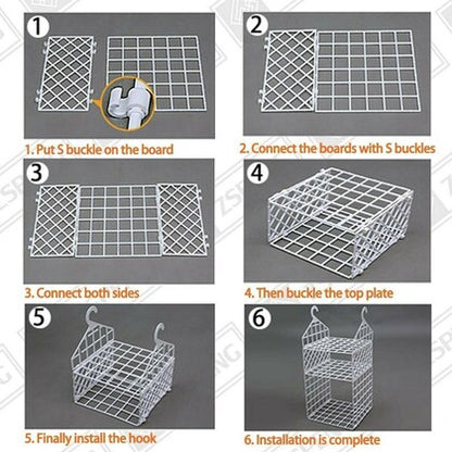 Top view focusing on the hanging hook and upper tier, illustrating how the rack attaches to a standard closet rod for tool-free setup.