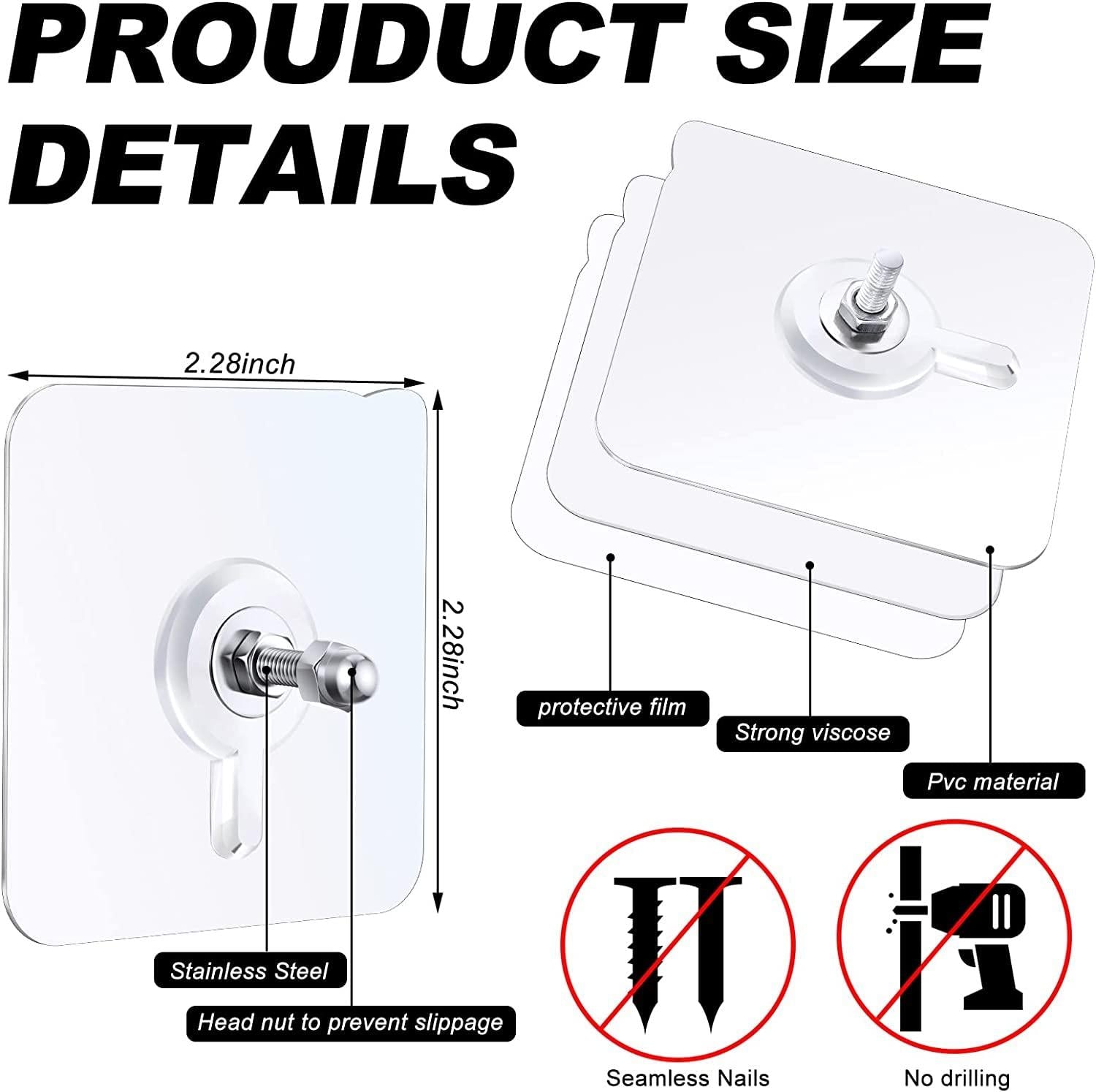 Wall Hooks, Adhesive Wall Screws Hanging Nails