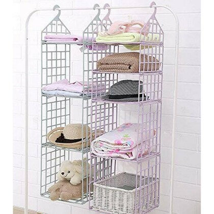 Folded storage view showing the rack collapsed flat for transport or compact storage, emphasizing portability and ease of stowing away.